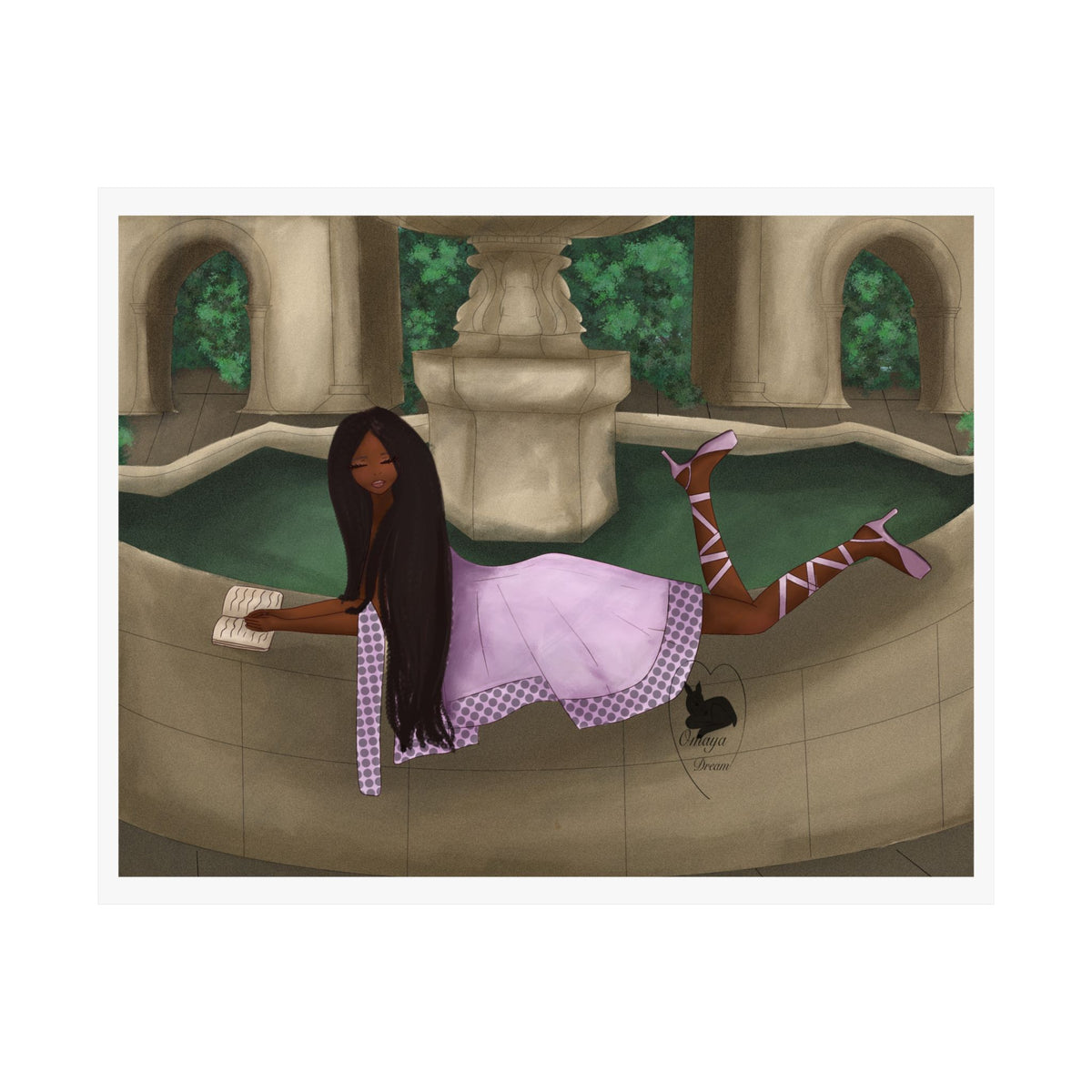 Matte Horizontal Poster—Reverie at the Fountain