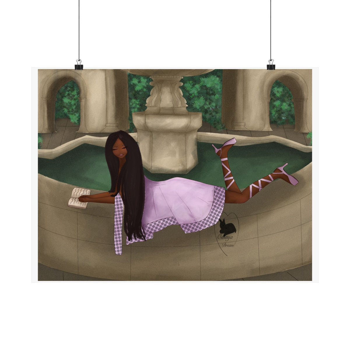 Matte Horizontal Poster—Reverie at the Fountain